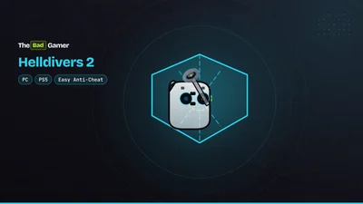 A game controller on a broken shield with a wrench, representing Helldivers 2 anti-cheat controversy