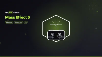 A controller on a cracked shield with a star, representing Mass Effect 5 and BioWare closure