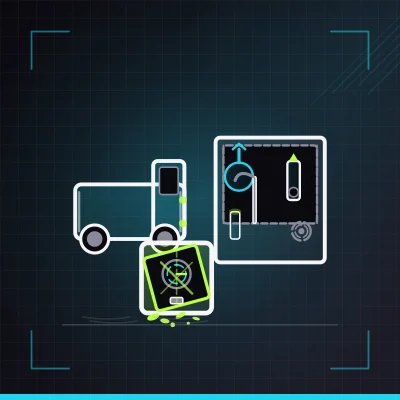 A getaway truck beside a garage with heist gear and a cracked safe, representing Ratata's co-op physics heist gameplay