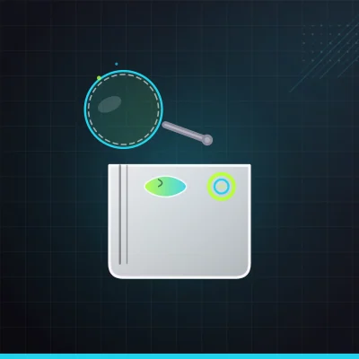 The Wolf Among Us Remastered review illustration showing a magnifying glass over a notebook with ribbon and ring clues…